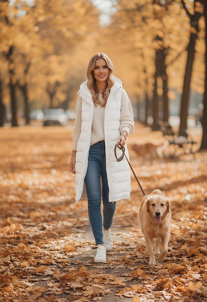 Barbara Puffer Vest – Lange Mouwloze Bodywarmer met Capuchon