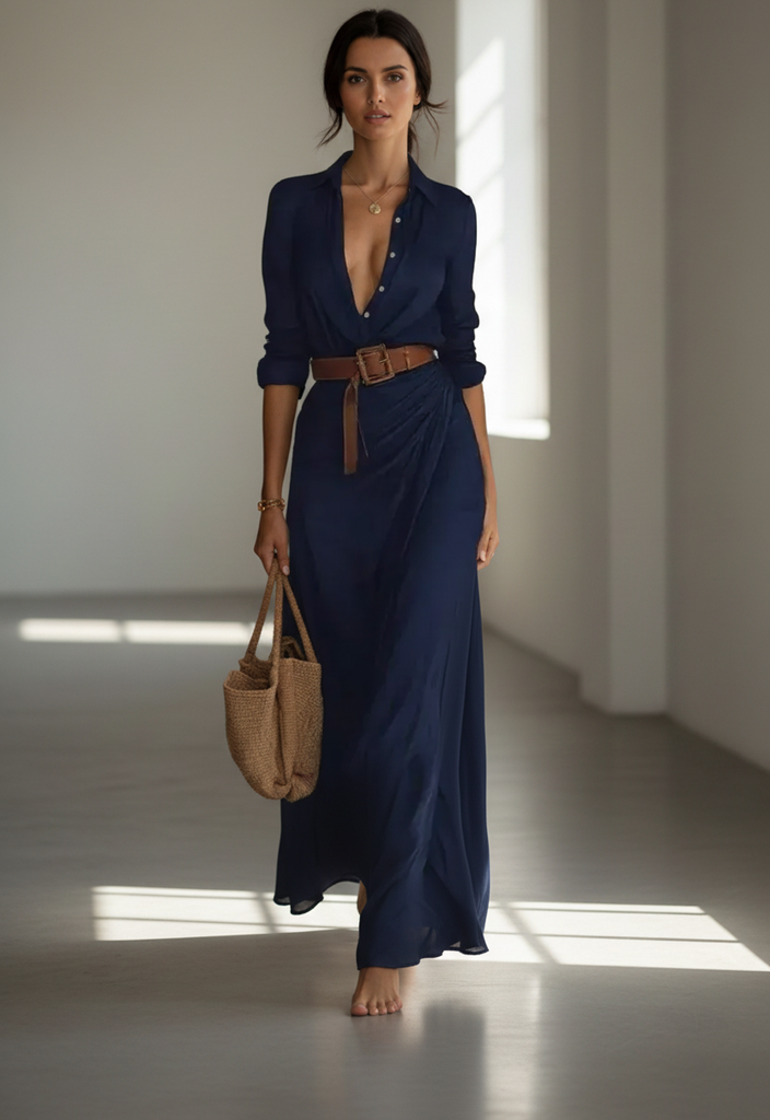 Ilona Maxi Jurk – Chic & Tijdloos in Khaki