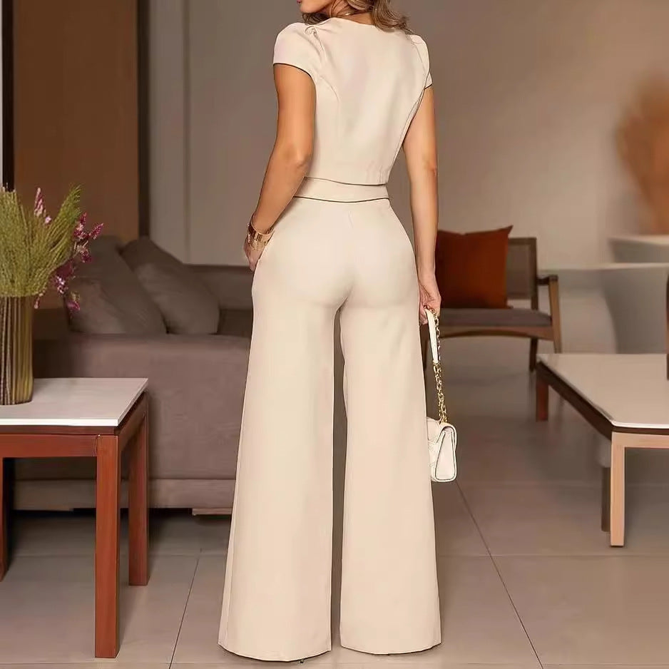 Luna dames zomer set broek beige kleuren.VillanoMode