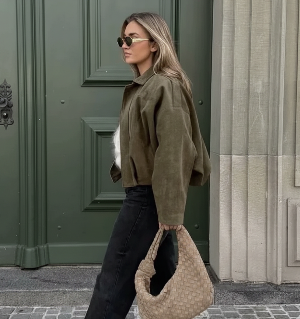 Diana Jacket – Oversized Bomber in Olijfgroen