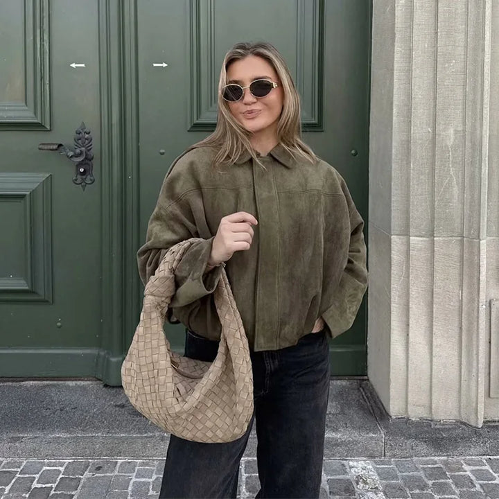 Olijf groene vintage jas