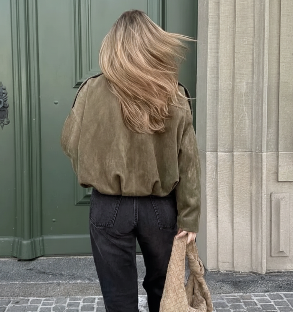 Diana Jacket – Oversized Bomber in Olijfgroen