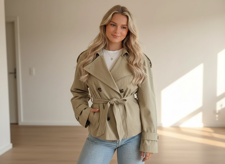 Roos Cropped Trenchcoat – Chic & Elegant