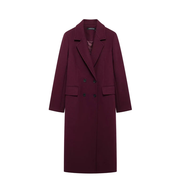 Stephanie Coat – Elegante Lange Jas in wijnrood