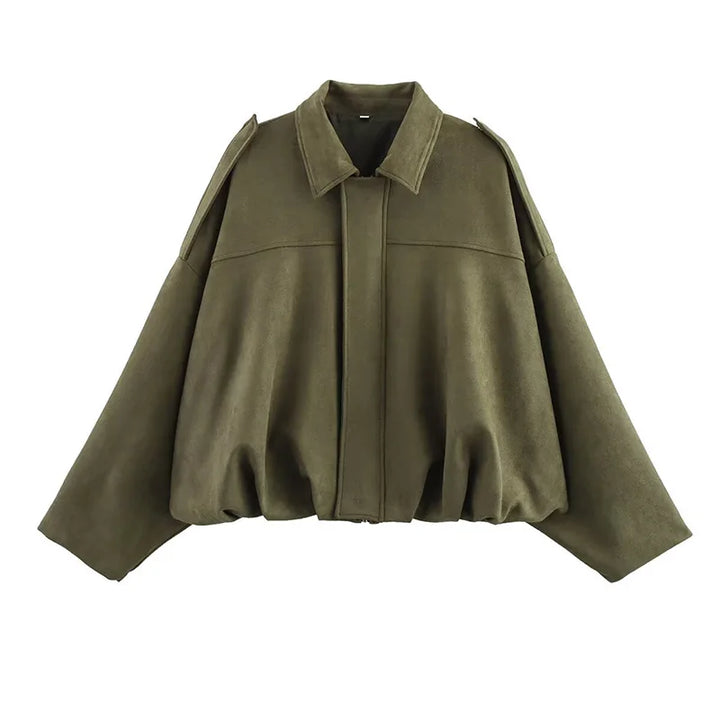 Diana Jacket – Oversized Bomber in Olijfgroen