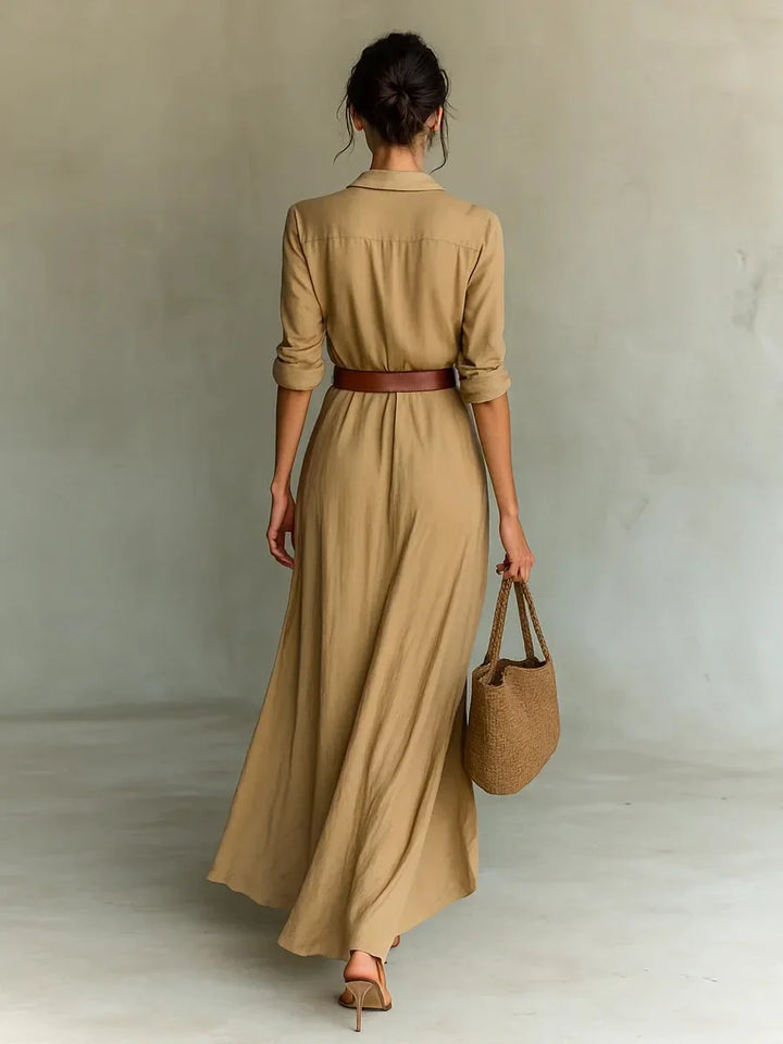 Ilona Maxi Jurk – Chic & Tijdloos in Khaki