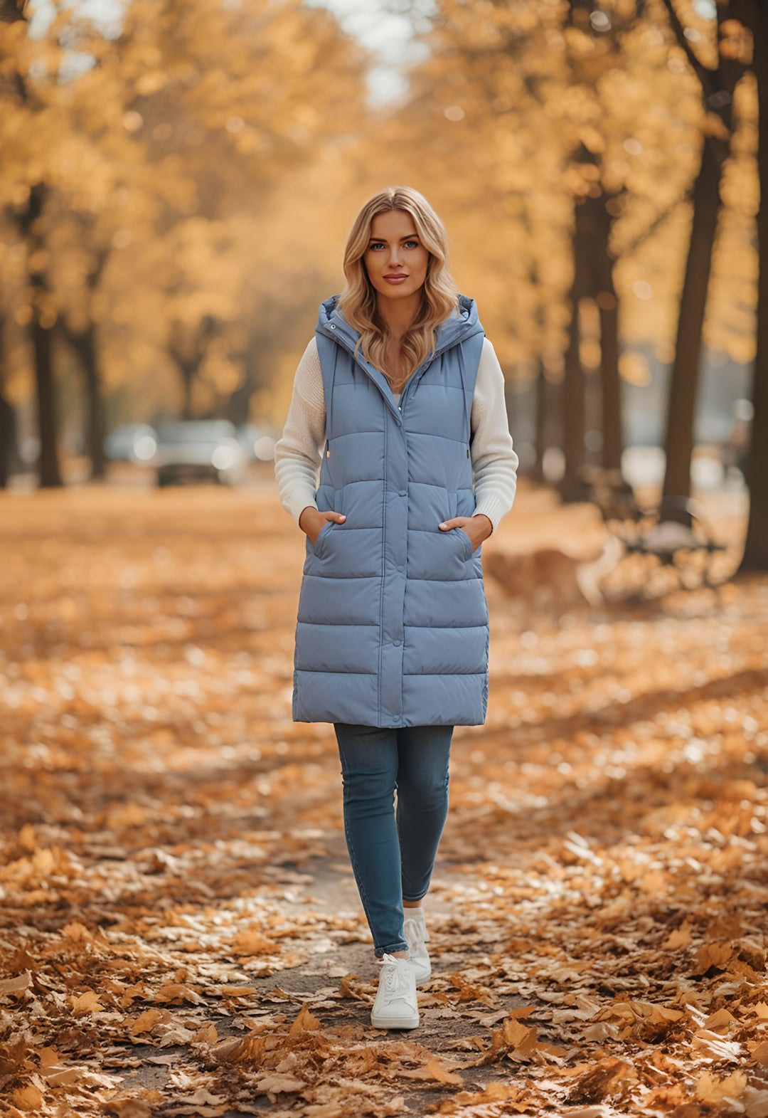 Barbara Puffer Vest – Lange Mouwloze Bodywarmer met Capuchon