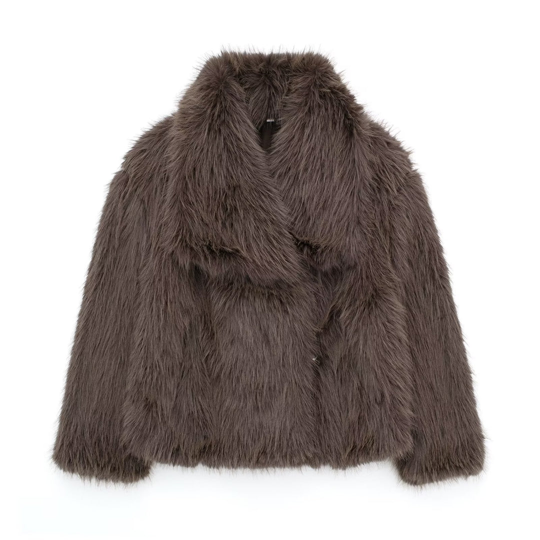 Voorjaar Plush Jas – Lichte, Casual Kraagloze Jas met Lange Mouwen - Villano mode