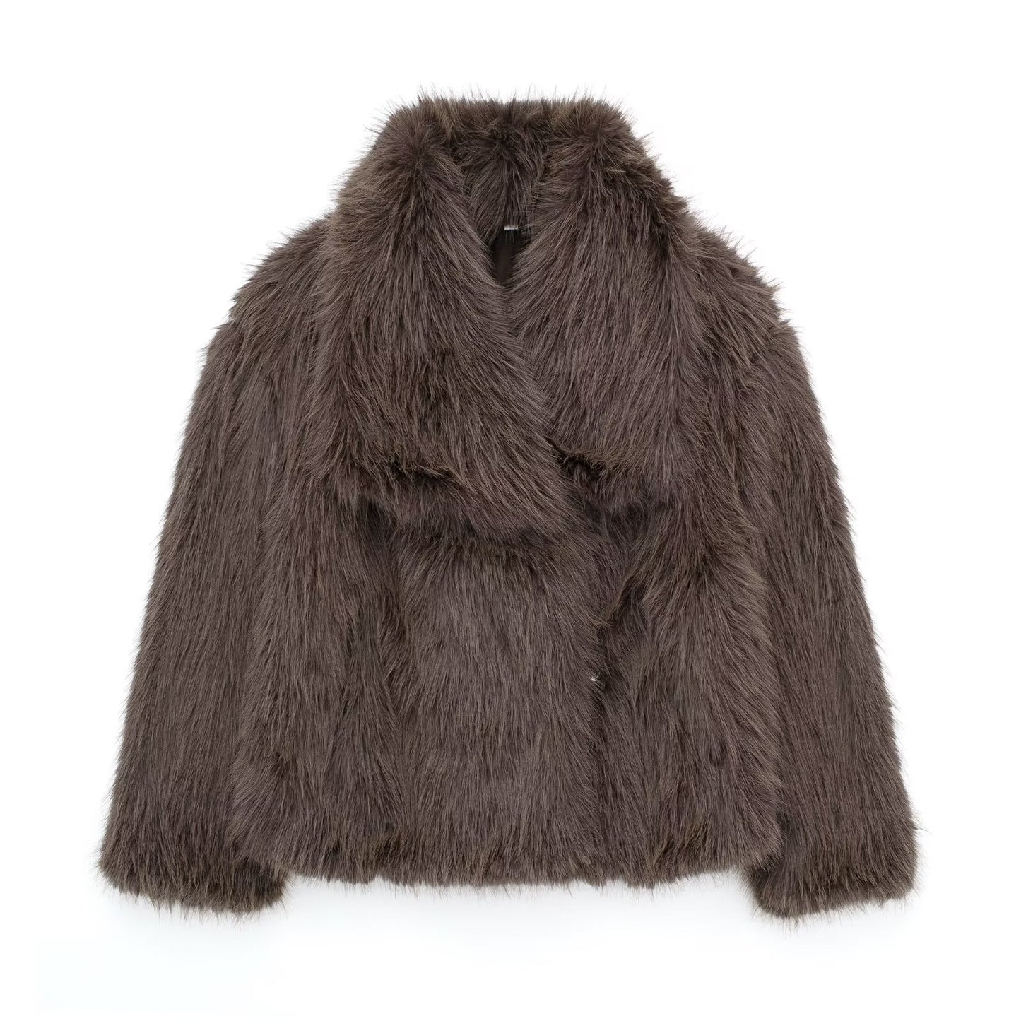Voorjaar Plush Jas – Lichte, Casual Kraagloze Jas met Lange Mouwen - Villano mode
