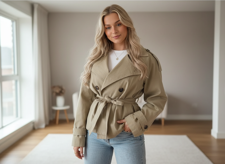 Roos Cropped Trenchcoat – Chic & Elegant