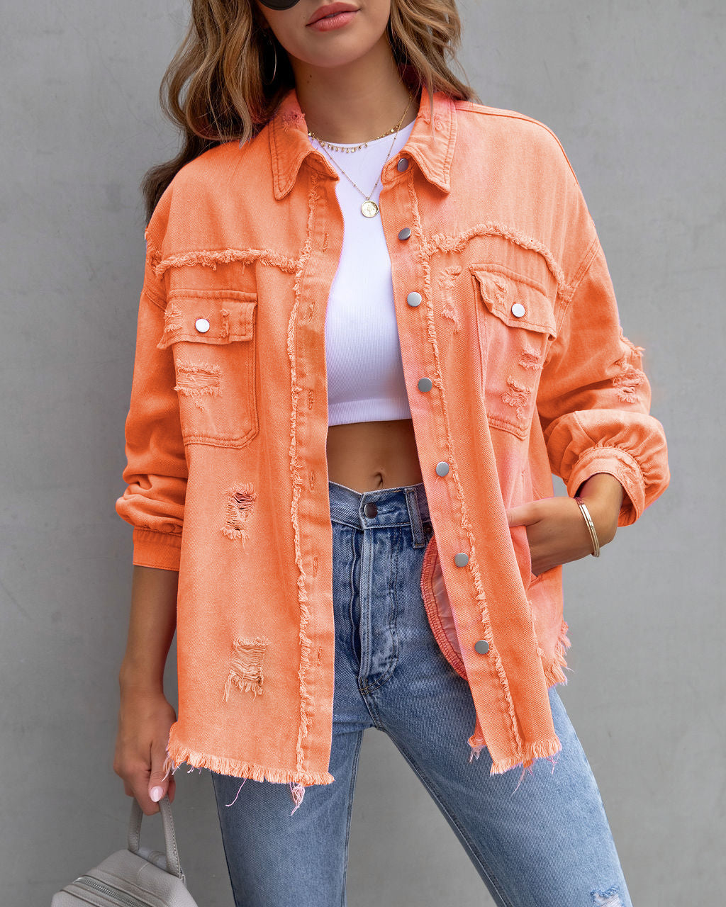 Roxy oranje damesjack met overhemdkraag trendy fashion VillanoMode