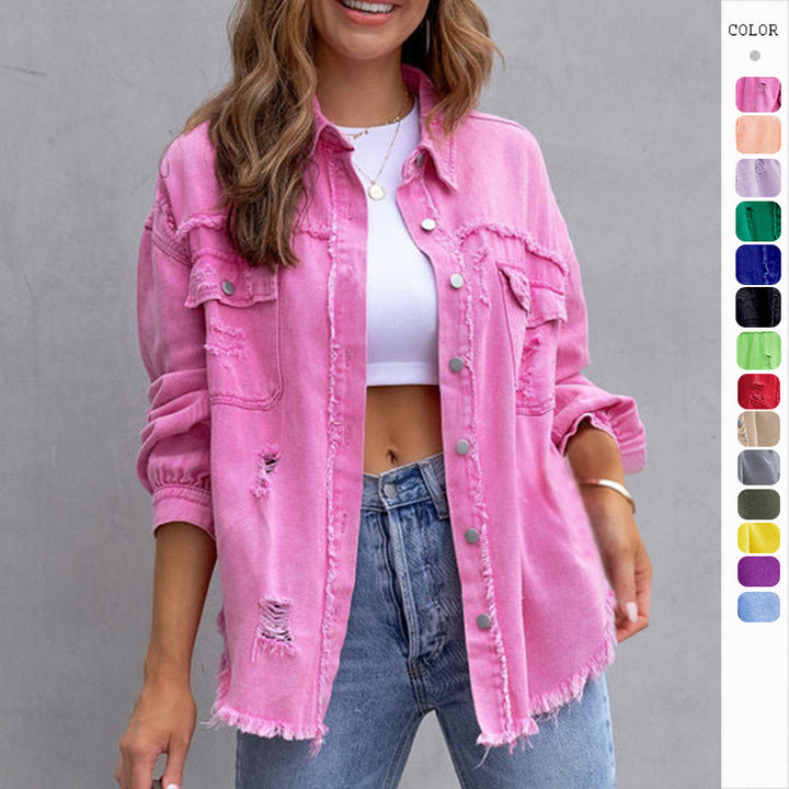 Trendy dames overhemdjack met kleuren overzicht VillanoMode Roxy