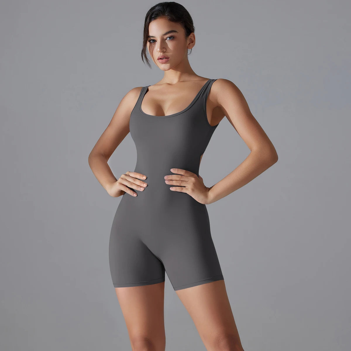 Trendy grijze Nova jumpsuit voor yoga en sport