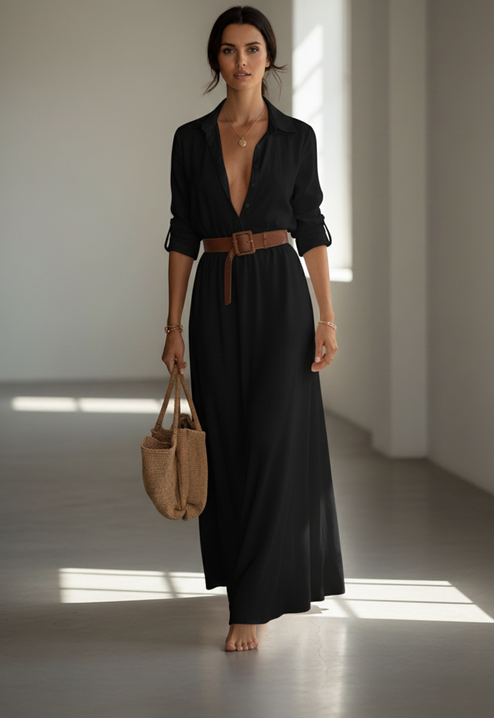 Ilona Maxi Jurk – Chic & Tijdloos in Khaki