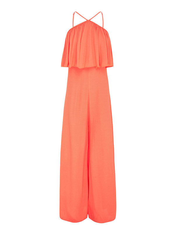 Comfortabele Helga oranje jumpsuit met verfijnde details