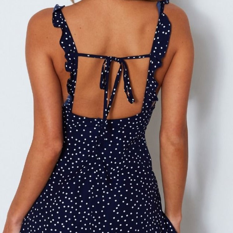 Luchtig mouwloos jurkje spaghettibandjes vakantie outfit