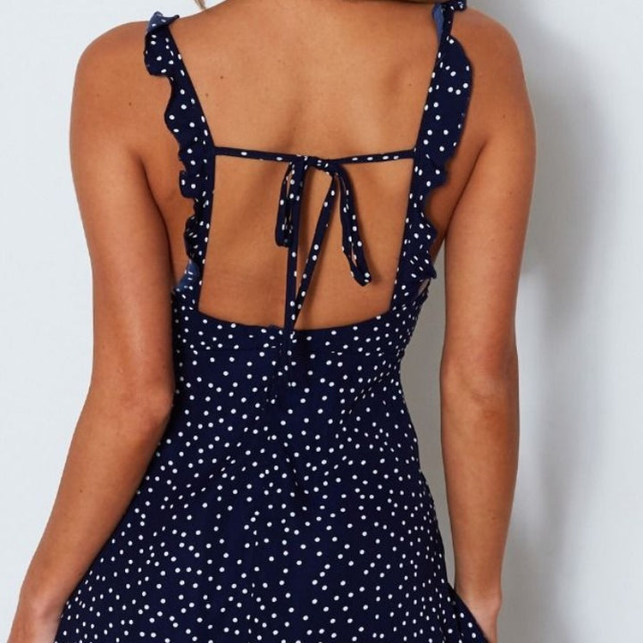 Luchtig mouwloos jurkje spaghettibandjes vakantie outfit