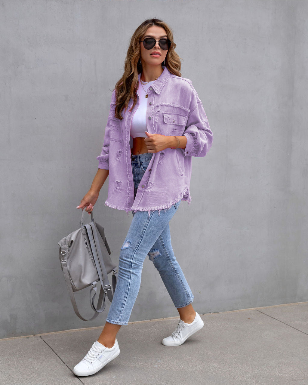 Roxy licht paars damesjack met overhemdkraag trendy fashion VillanoMode