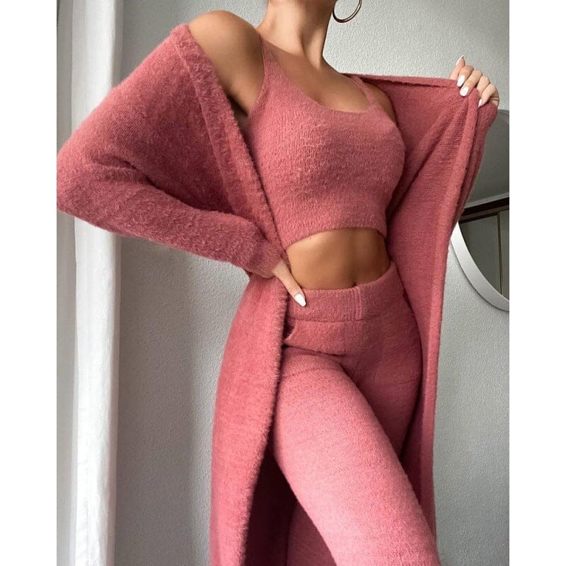 Dames loungewear dames set met broek, top en vest voor thuis VillanoMode