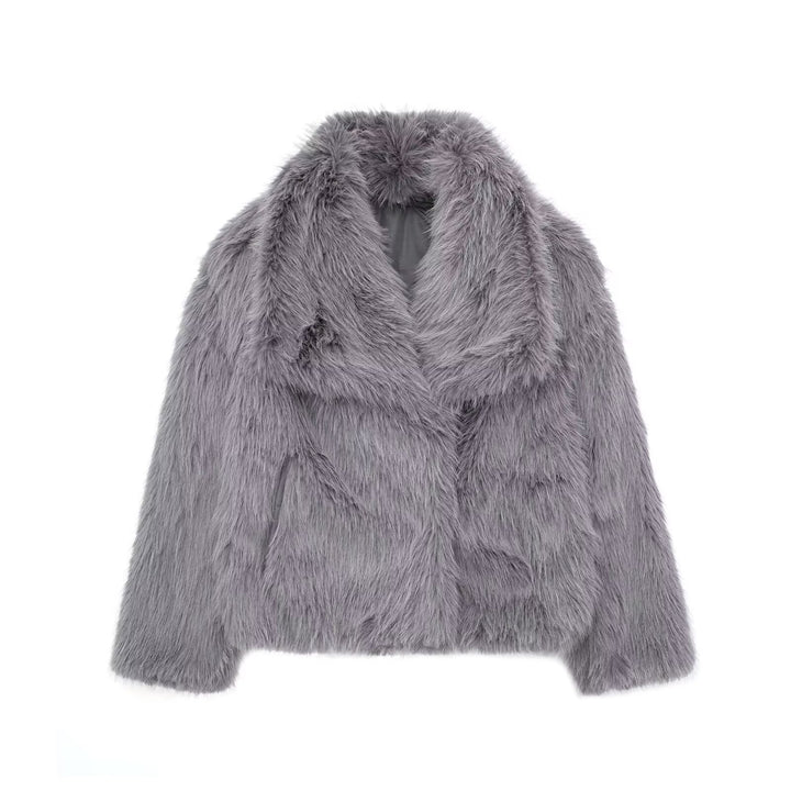 Voorjaar Plush Jas – Lichte, Casual Kraagloze Jas met Lange Mouwen - Villano mode