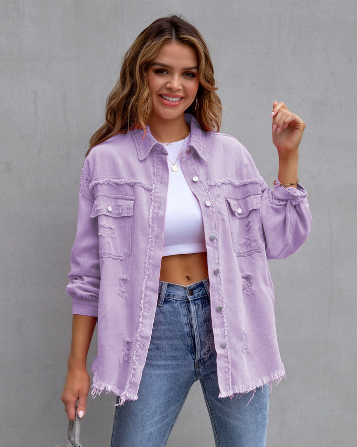 Roxy paars damesjack met overhemdkraag trendy fashion VillanoMode