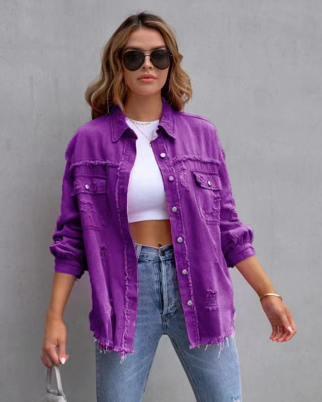 Roxy donker paars damesjack met overhemdkraag trendy fashion VillanoMode