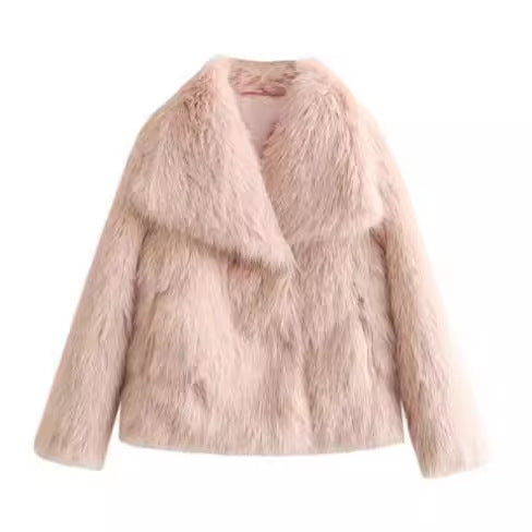 Voorjaar Plush Jas – Lichte, Casual Kraagloze Jas met Lange Mouwen - Villano mode