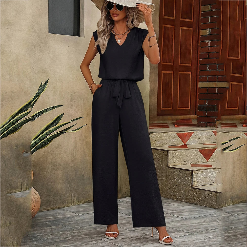 Modieuze zwarte tweedelige jumpsuit van Villano Mode, perfect voor een complete, eigentijdse outfit met comfort.