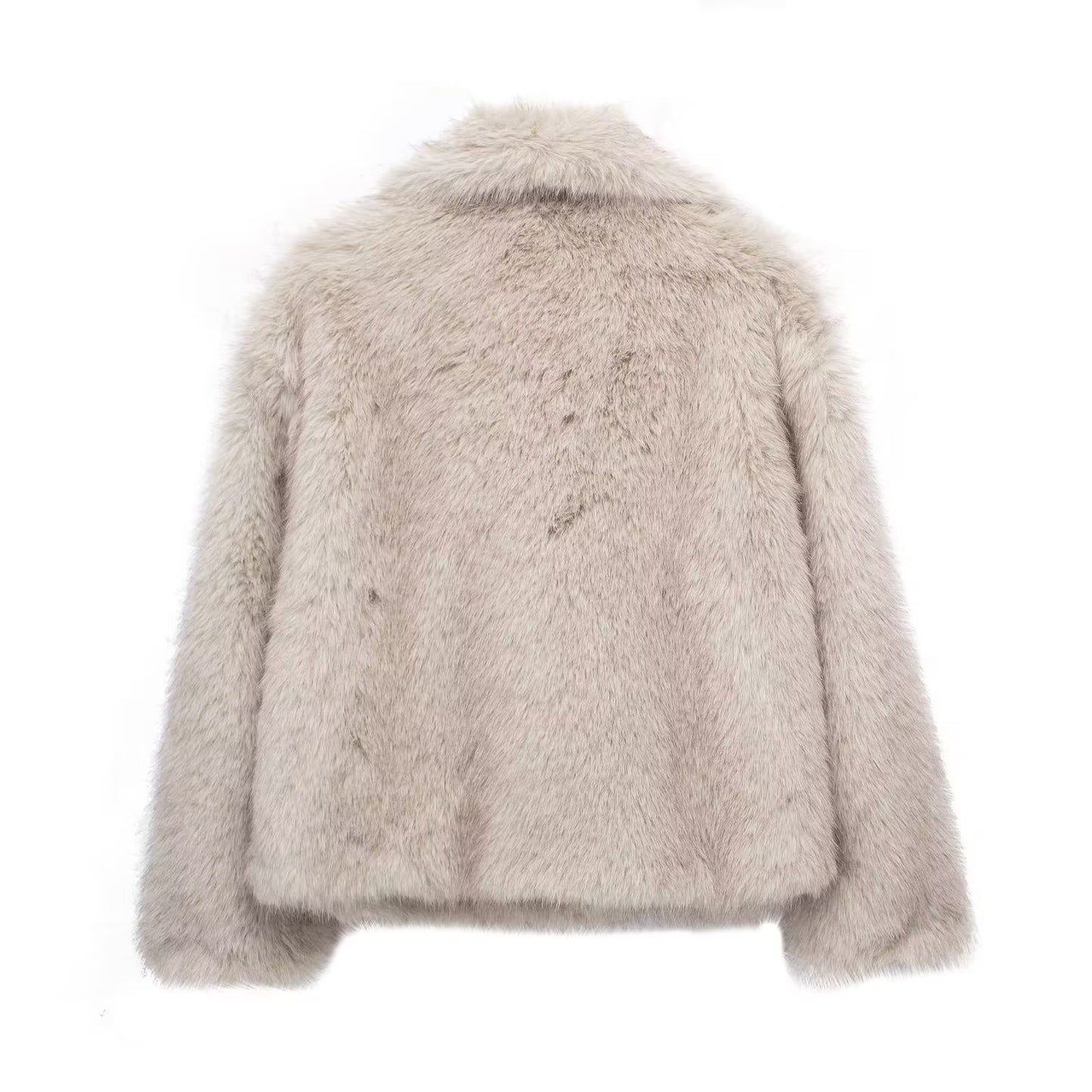 Voorjaar Plush Jas – Lichte, Casual Kraagloze Jas met Lange Mouwen - Villano mode