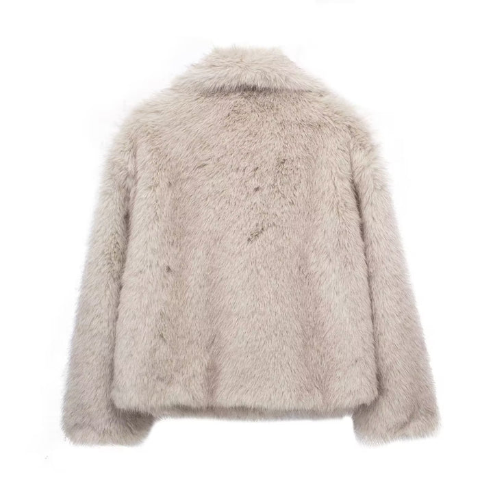 Voorjaar Plush Jas – Lichte, Casual Kraagloze Jas met Lange Mouwen - Villano mode