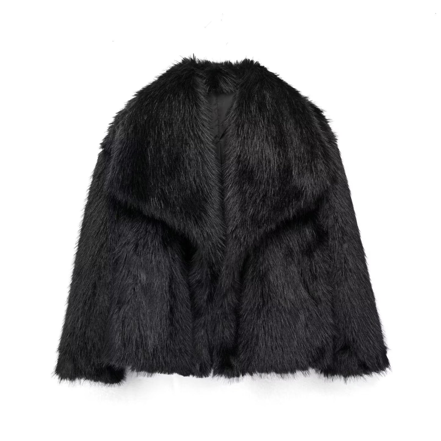 Voorjaar Plush Jas – Lichte, Casual Kraagloze Jas met Lange Mouwen - Villano mode