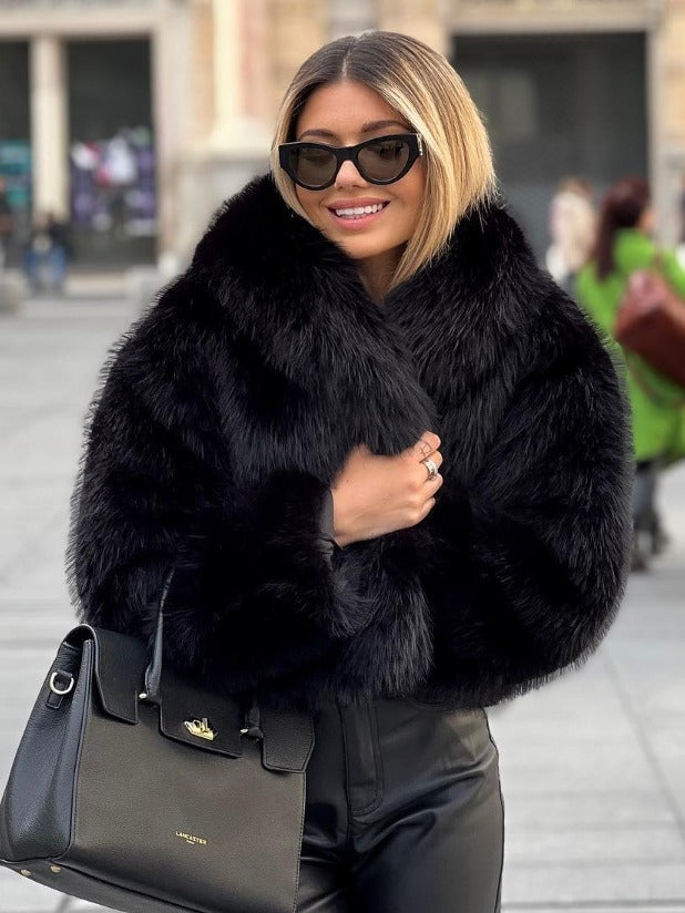 Voorjaar Plush Jas – Lichte, Casual Kraagloze Jas met Lange Mouwen - Villano mode